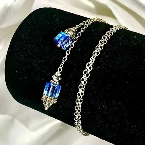 AIC# Sterling & Ice Blue Crystal Necklace